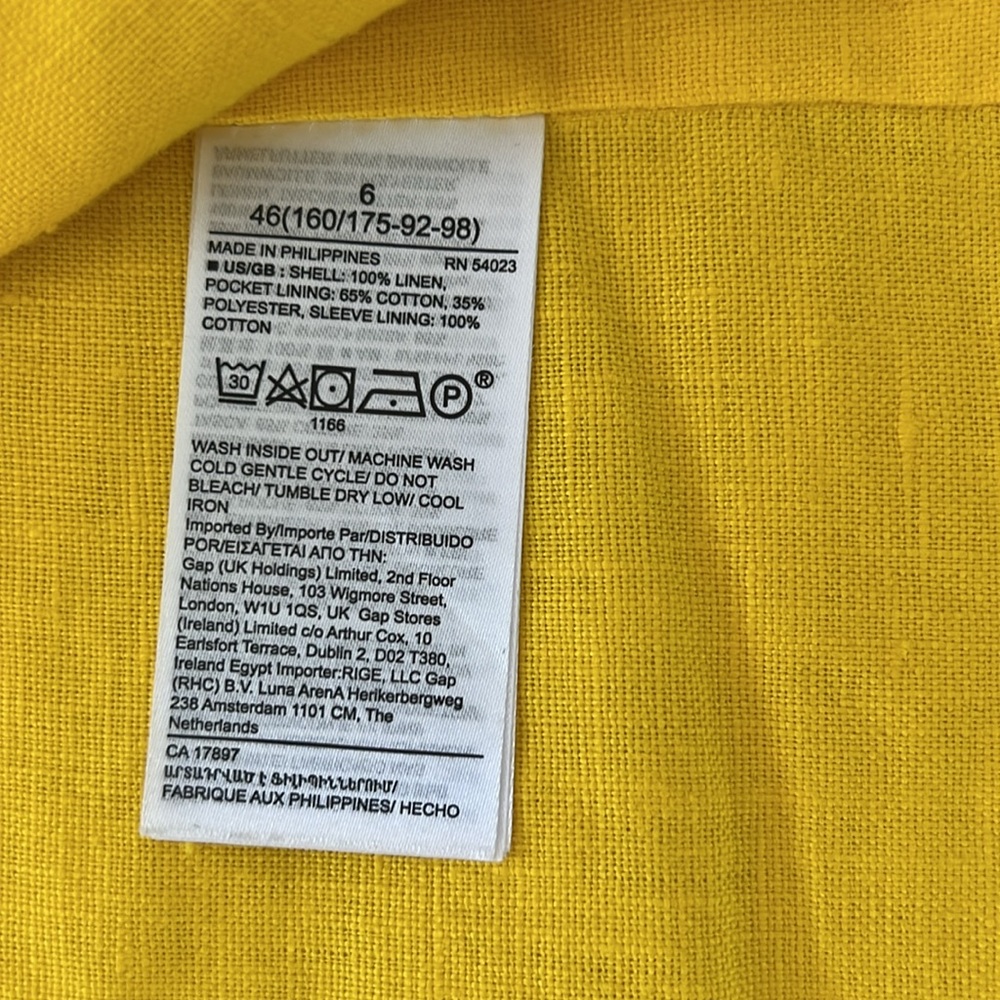Banana Republic Linen Yellow Double-Breasted Women's Blazer - Picture 6 of 9